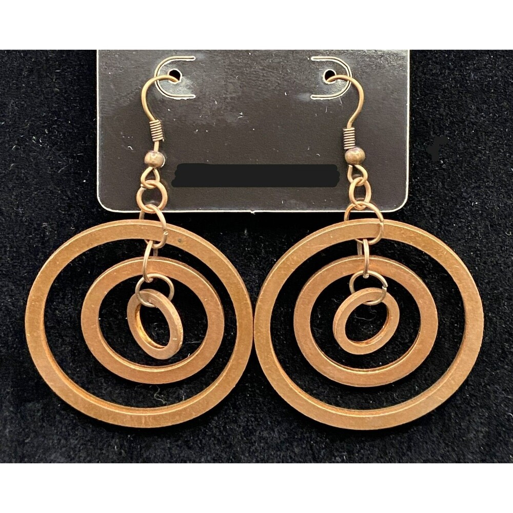 Handmade Aged Copper Triple Concentric Circle Earrings by Neanie-Bot